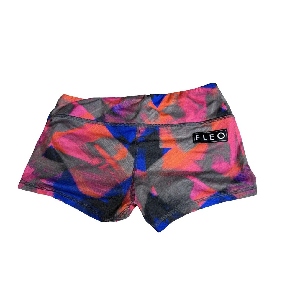 FLEO Womens pink blue geometric Athletic Workout Shorts Size Small Athleisure
